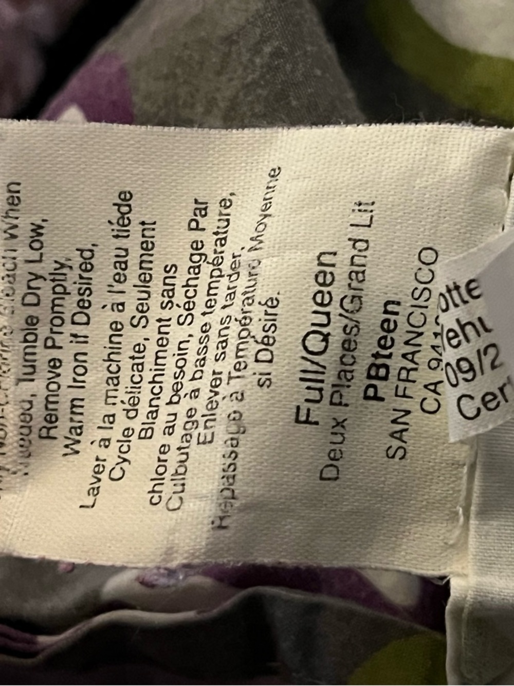 Pottery Barn Teen~Floral Print Gray, Purple & Teal~ Queen Duvet & Pillowcases - Picture 3 of 16
